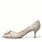 Dolce & Gabbana Elegant White Lace Crystal Pumps