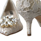 Dolce & Gabbana Elegant White Lace Crystal Pumps