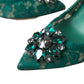 Dolce & Gabbana Elegant Green Crystal-Embellished Lace Heels