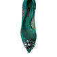 Dolce & Gabbana Elegant Green Crystal-Embellished Lace Heels