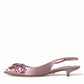 Dolce & Gabbana Pink Crystal Embellished Silk Slingback Heels