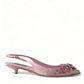 Dolce & Gabbana Pink Crystal Embellished Silk Slingback Heels