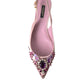 Dolce & Gabbana Pink Crystal Embellished Silk Slingback Heels