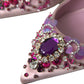 Dolce & Gabbana Pink Crystal Embellished Silk Slingback Heels