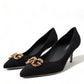 Dolce & Gabbana Elegant Black Leather Suede Pumps