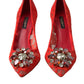 Dolce & Gabbana Exquisite Crystal-Embellished Red Lace Heels