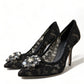 Dolce & Gabbana Elegant Taormina Lace Heels with Crystal Embellishment