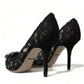 Dolce & Gabbana Elegant Taormina Lace Heels with Crystal Embellishment