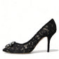 Dolce & Gabbana Elegant Taormina Lace Heels with Crystal Embellishment