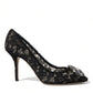 Dolce & Gabbana Elegant Taormina Lace Heels with Crystal Embellishment