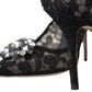 Dolce & Gabbana Elegant Taormina Lace Heels with Crystal Embellishment