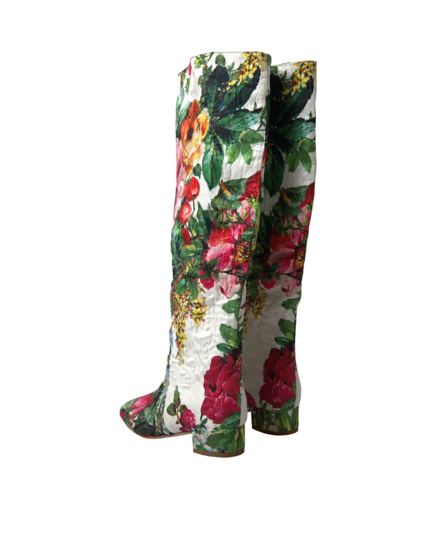 Dolce & Gabbana Floral Brocade Knee High Boots