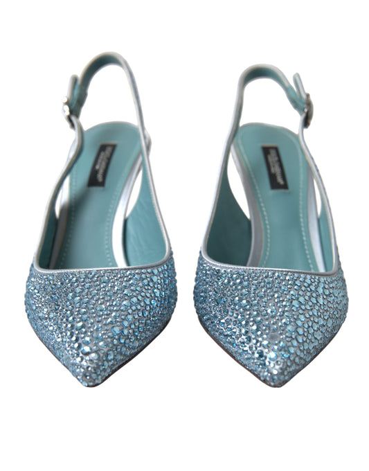 Dolce & Gabbana Aquamarine Slingback Heels with Crystal Embellishments