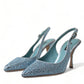 Dolce & Gabbana Aquamarine Slingback Heels with Crystal Embellishments