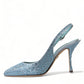 Dolce & Gabbana Aquamarine Slingback Heels with Crystal Embellishments