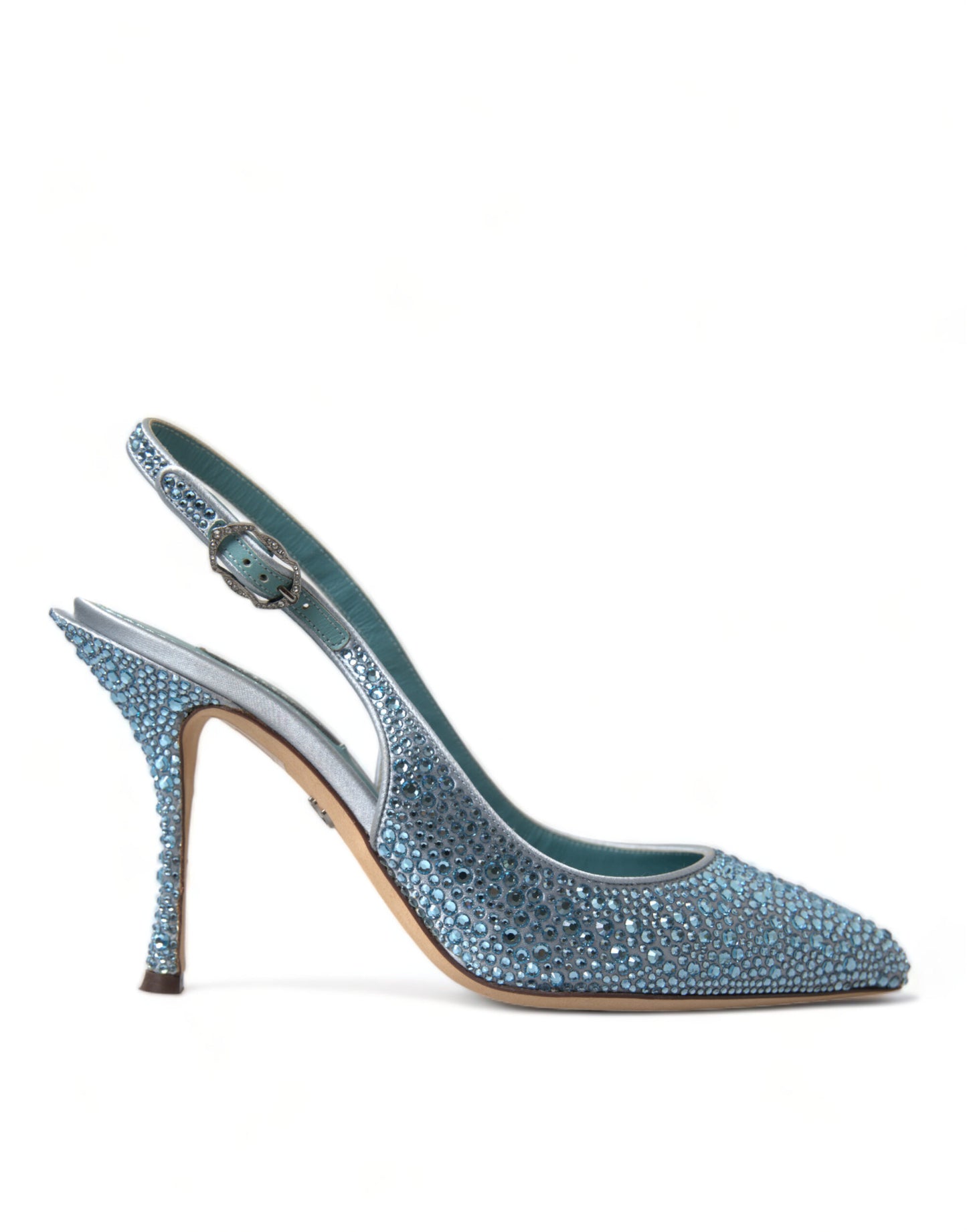 Dolce & Gabbana Aquamarine Slingback Heels with Crystal Embellishments