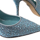 Dolce & Gabbana Aquamarine Slingback Heels with Crystal Embellishments