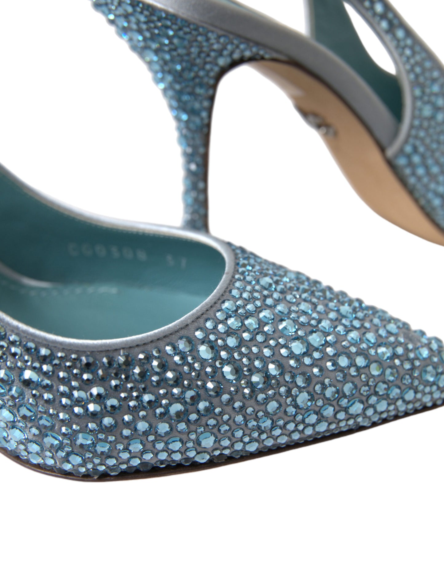 Dolce & Gabbana Aquamarine Slingback Heels with Crystal Embellishments