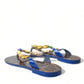 Dolce & Gabbana Elegant Blue Leather Flat Sandals