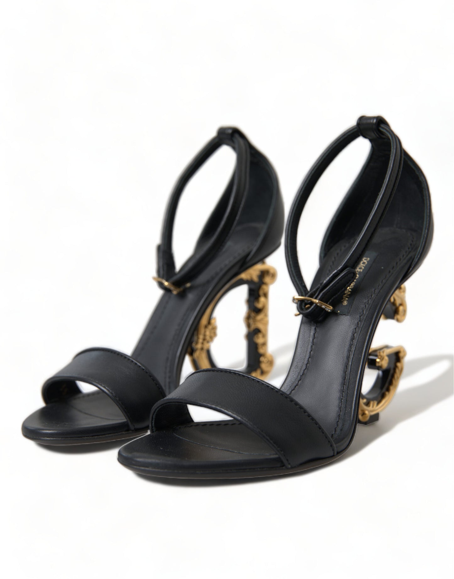 Dolce & Gabbana Chic Black Heeled Logo Sandals