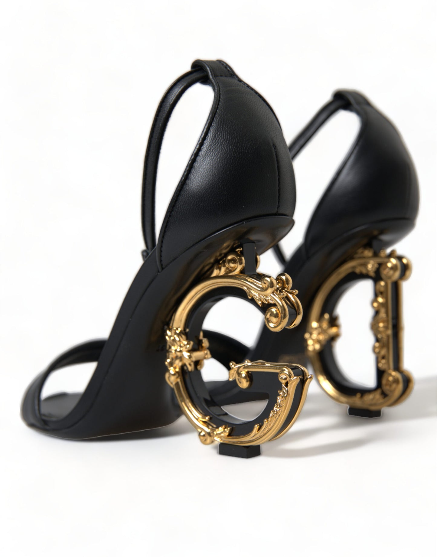 Dolce & Gabbana Chic Black Heeled Logo Sandals