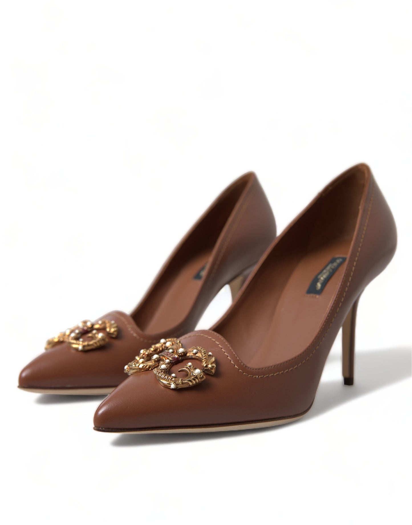 Dolce & Gabbana Elegant Brown Leather Heels Pumps