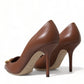 Dolce & Gabbana Elegant Brown Leather Heels Pumps