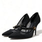 Dolce & Gabbana Crystal-Embellished Black Mary Jane Stilettos