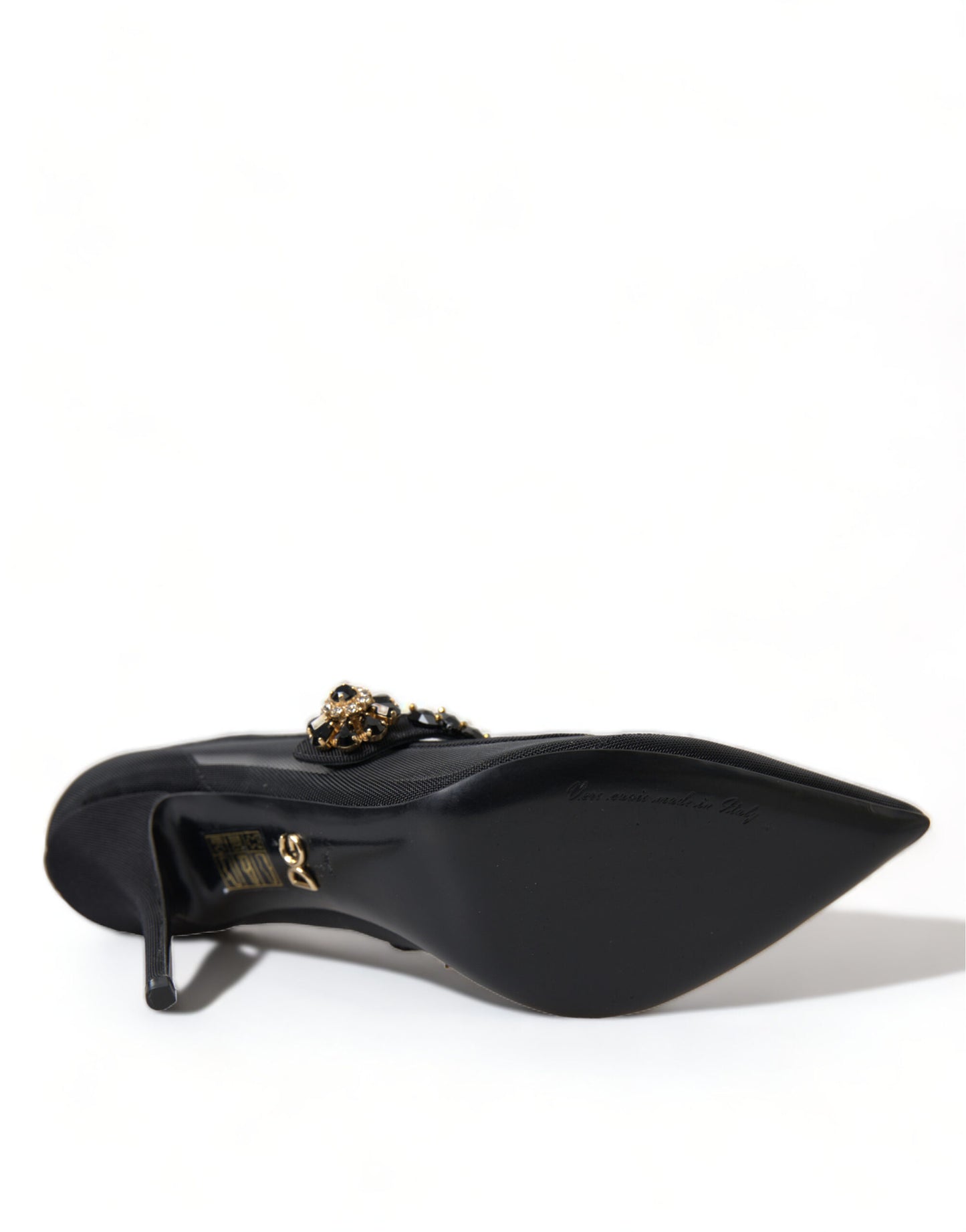 Dolce & Gabbana Crystal-Embellished Black Mary Jane Stilettos