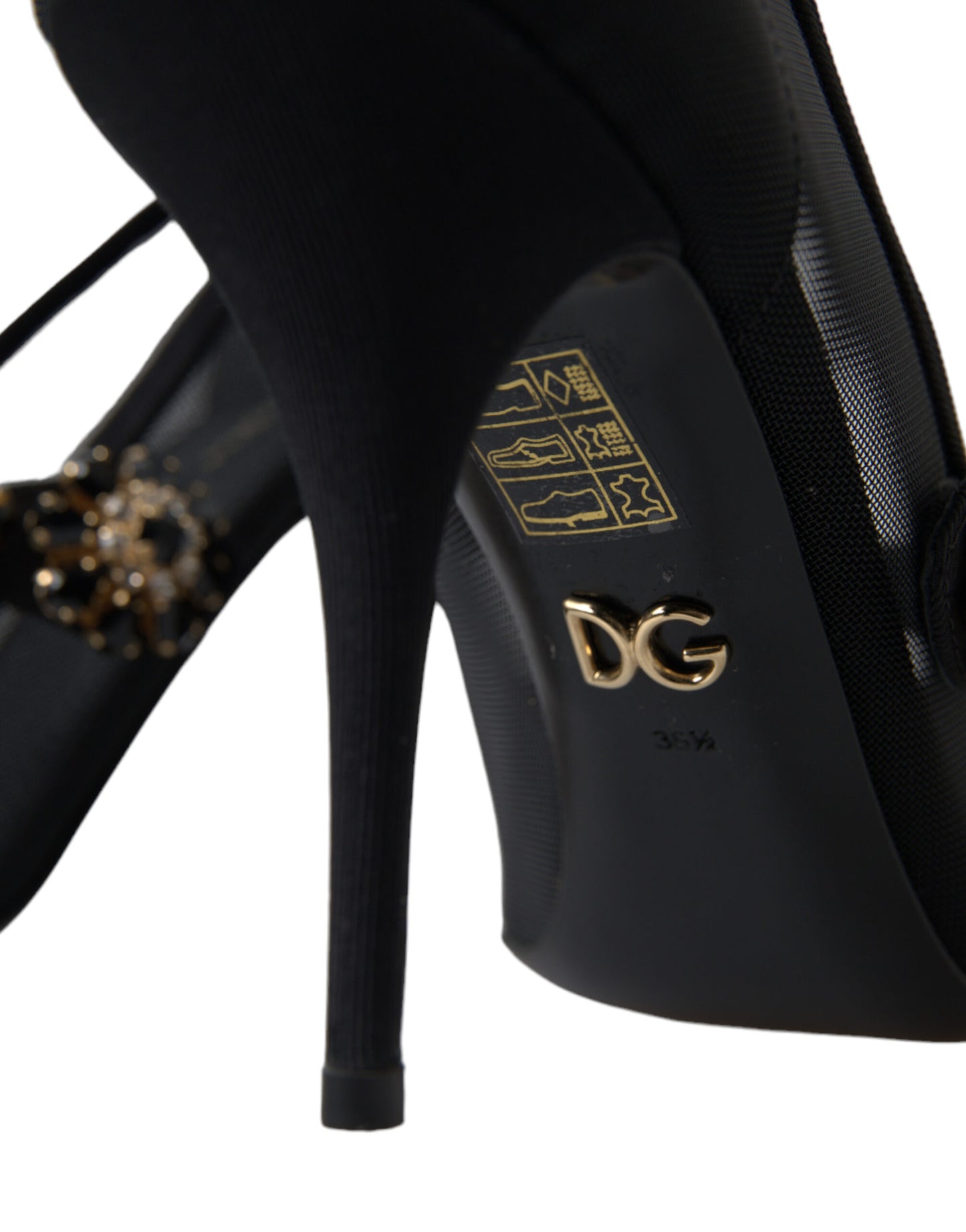 Dolce & Gabbana Crystal-Embellished Black Mary Jane Stilettos