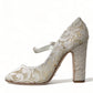 Dolce & Gabbana Chic Lace Block Heels Sandals in Cream White