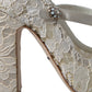 Dolce & Gabbana Chic Lace Block Heels Sandals in Cream White