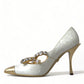 Dolce & Gabbana Elegant White Patent Crystal Bow Heels