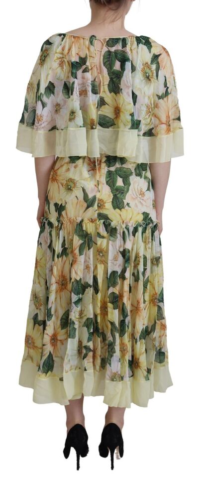 Dolce & Gabbana Elegant Floral Silk Pleated Maxi Dress