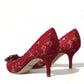 Dolce & Gabbana Radiant Red Lace Heels with Crystals