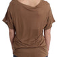 John Galliano Elegant Short-Sleeved Brown Rayon Top