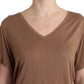 John Galliano Elegant Short-Sleeved Brown Rayon Top