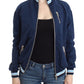 John Galliano Chic Blue Zip Cardigan with Logo Detail