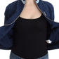 John Galliano Chic Blue Zip Cardigan with Logo Detail