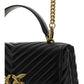 PINKO Elegant Black Quilted Calfskin Handbag