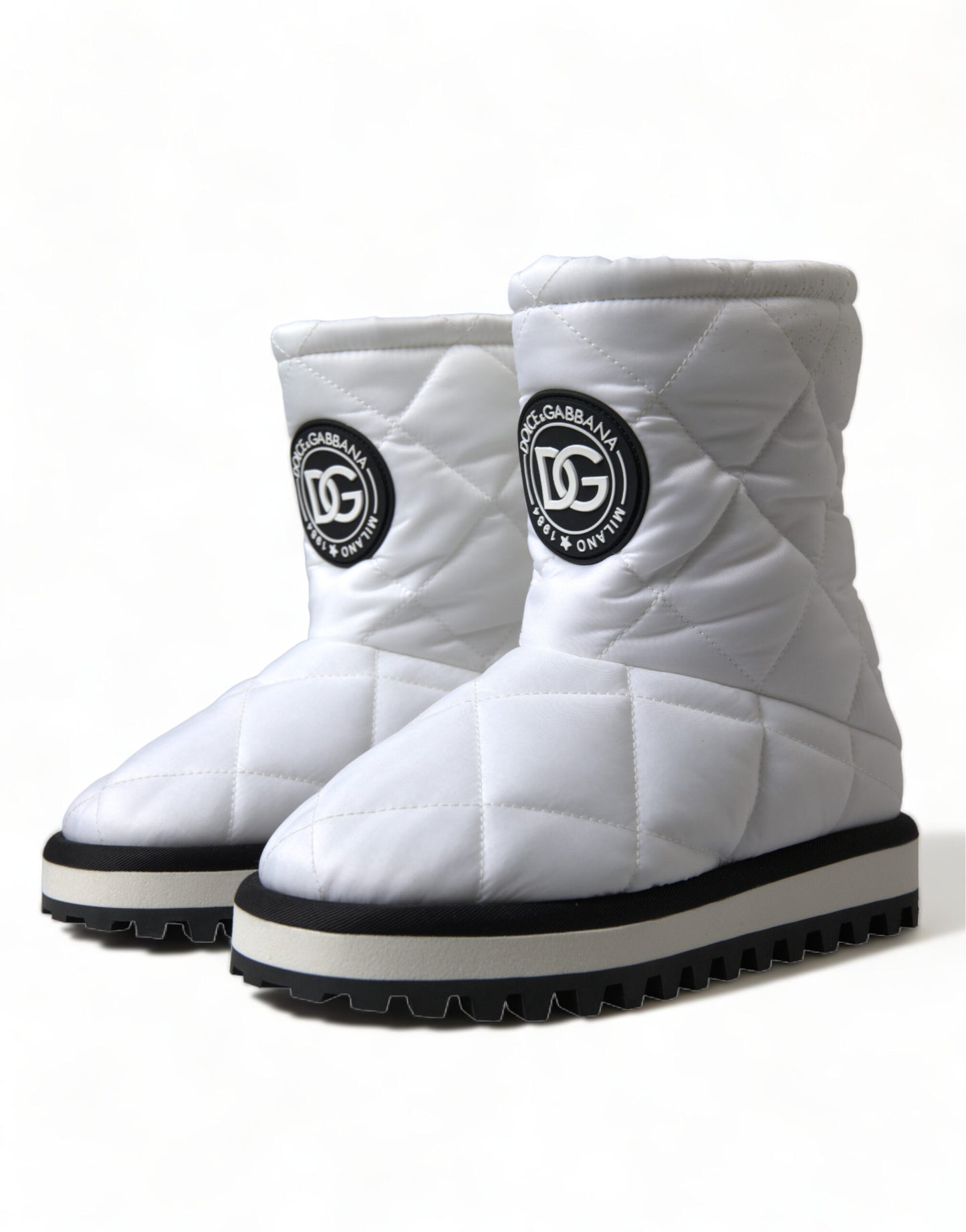 Dolce & Gabbana Elegant White Quilted Mid-Calf Boots