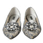 Dolce & Gabbana Elegant Silver Floral Lace Flat Shoes