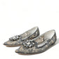 Dolce & Gabbana Elegant Silver Floral Lace Flat Shoes