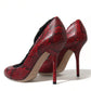 Dolce & Gabbana Red Almond Toe Snakeskin Pumps with Lace Socks