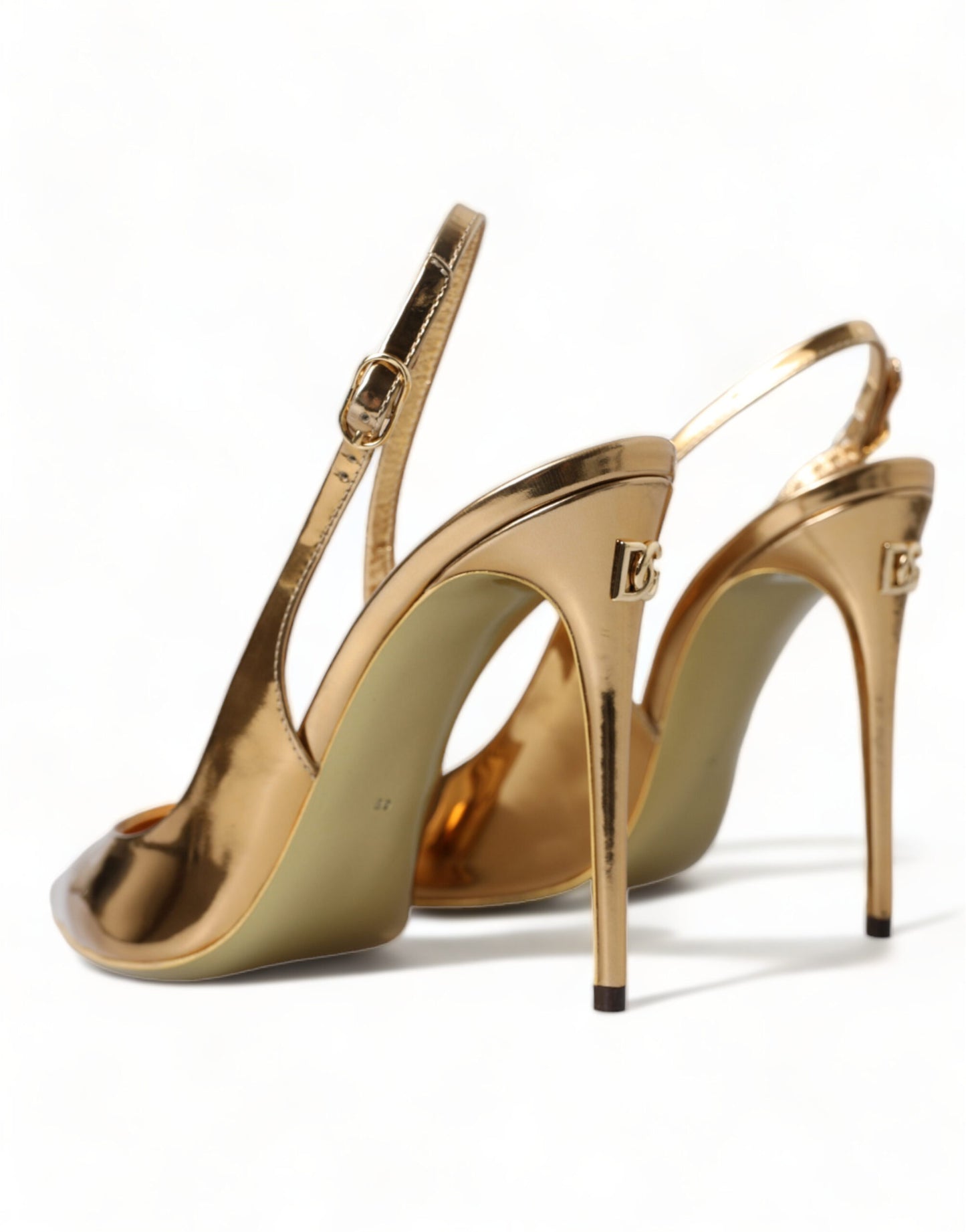 Dolce & Gabbana Gilded Luxe Leather Slingback Heels