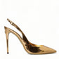 Dolce & Gabbana Gilded Luxe Leather Slingback Heels