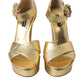 Dolce & Gabbana Gold Leather Crystal-Embellished Sandals