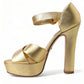 Dolce & Gabbana Gold Leather Crystal-Embellished Sandals