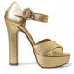 Dolce & Gabbana Gold Leather Crystal-Embellished Sandals