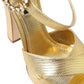 Dolce & Gabbana Gold Leather Crystal-Embellished Sandals